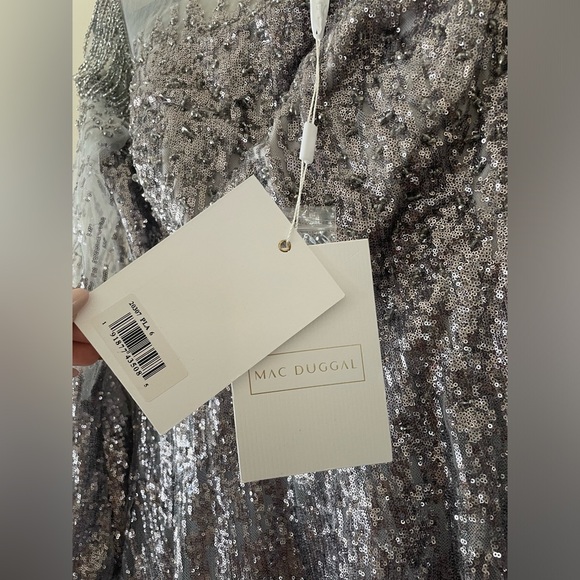 NWT Mac Duggal JEWEL ENCRUSTED ILLUSION LONG SLEEVE A LINE GOWN $798 - Picture 4 of 16